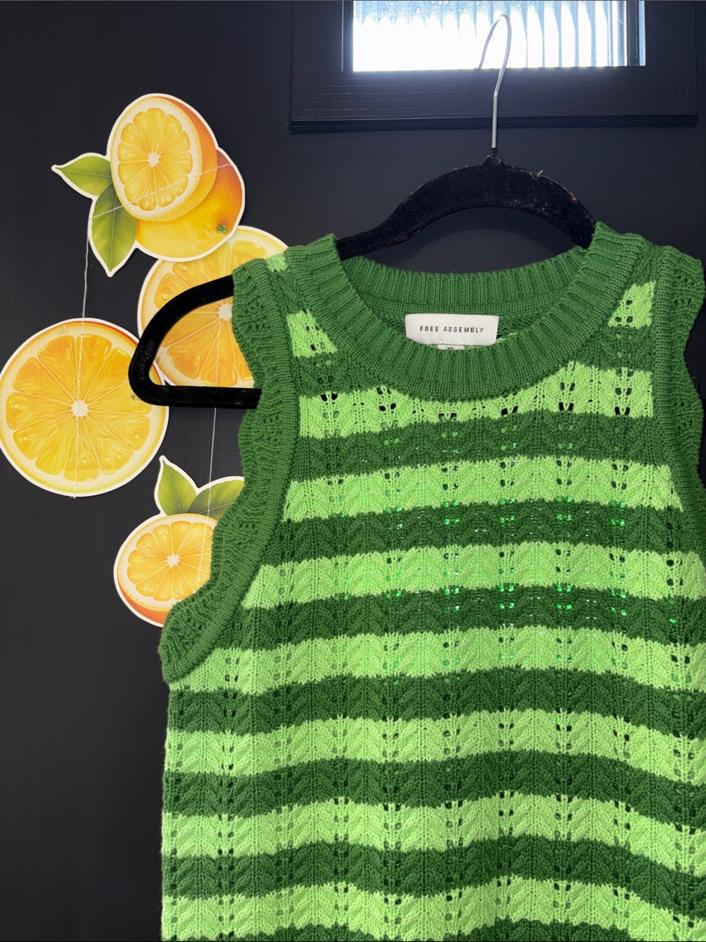 Free Assembly Green Striped Knit Tank Top NWT